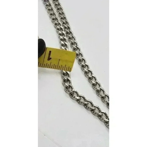 Vintage Chunky Silver Necklace Chain Monet Textured Link - Picture 5 of 6